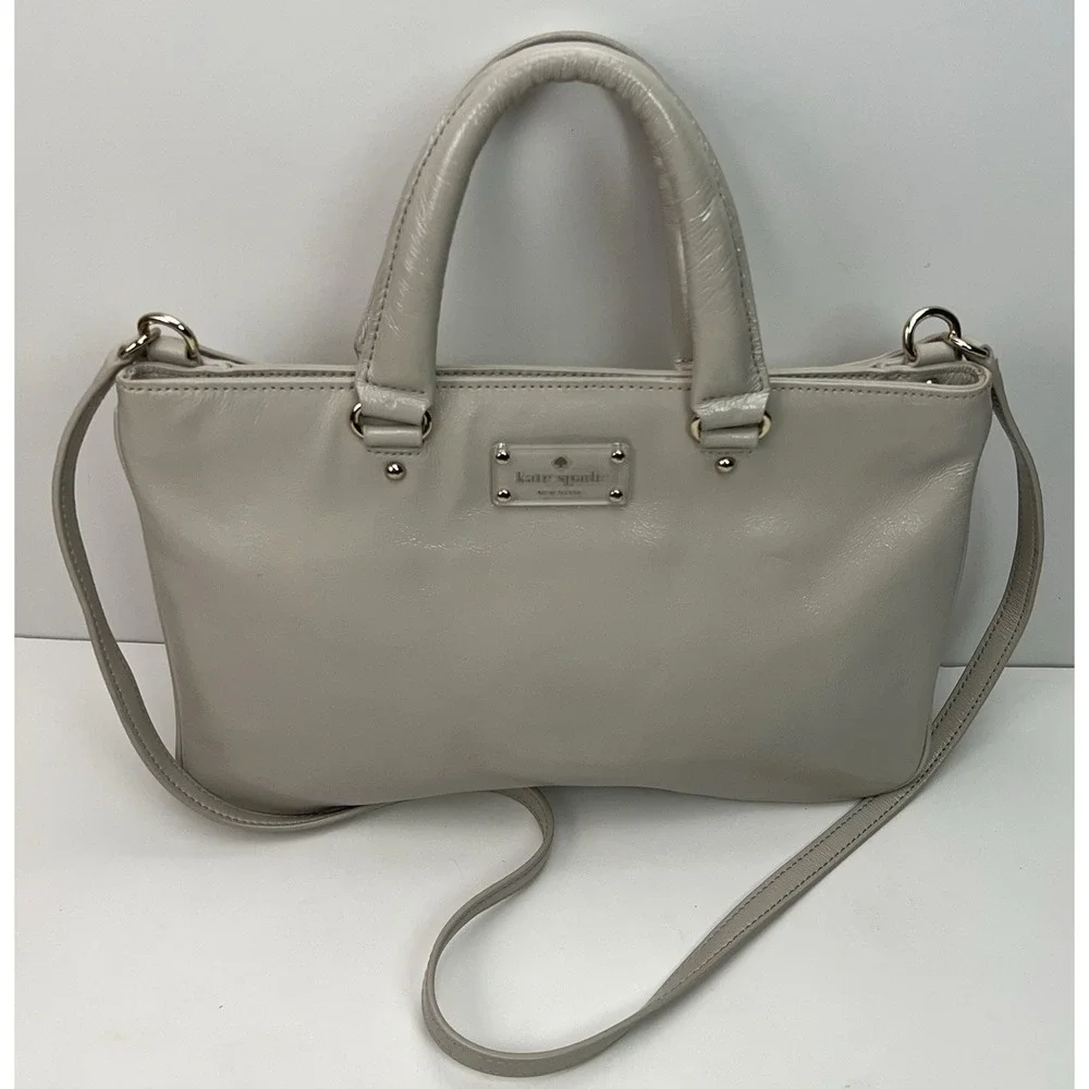 KATE SPADE New York Wellesley‎ Tote Satchel Taupe Patent Leather Shoulder Purse
